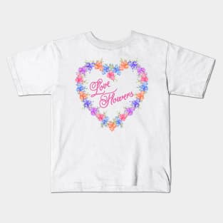 Love Flowers Heart Wreath Kids T-Shirt